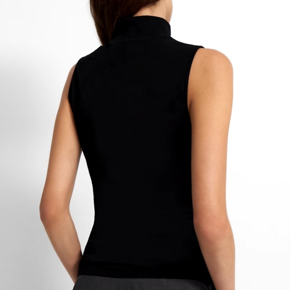 Theory Sleeveless Turtleneck Sweater in Ribbed Viscose - Picture 2 of 4
